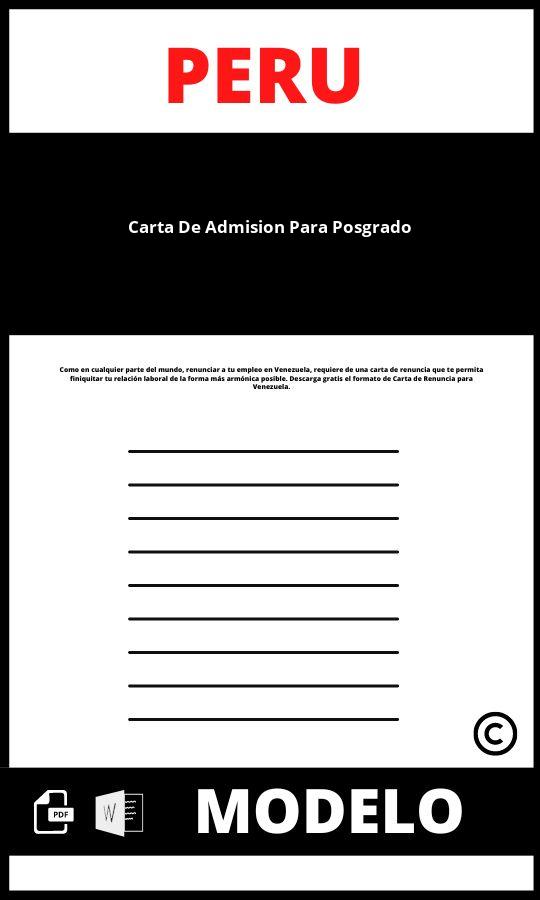 Modelo de carta de admision para posgrado 2023