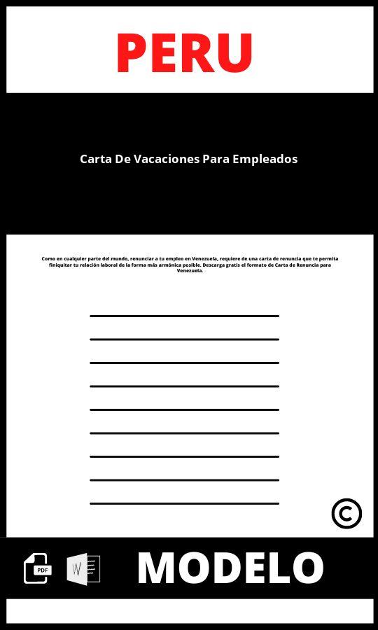 Modelo de carta de vacaciones para empleados