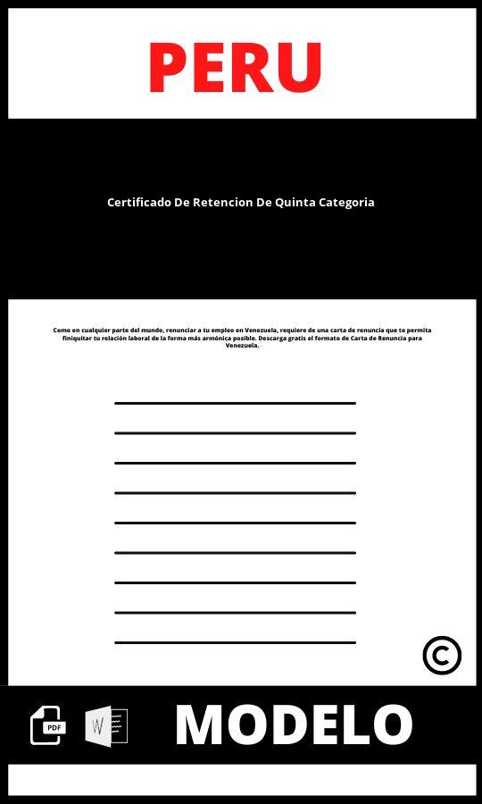 Modelo de certificado de retencion de quinta categoria