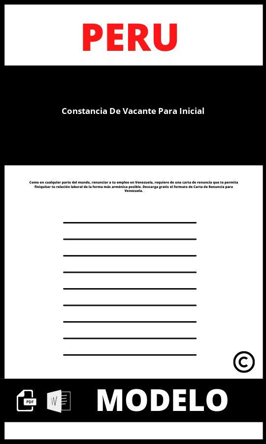 Modelo de constancia de vacante para inicial