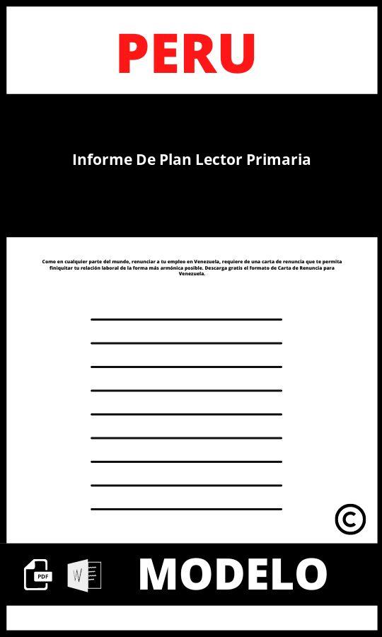 Modelo de informe de plan lector primaria
